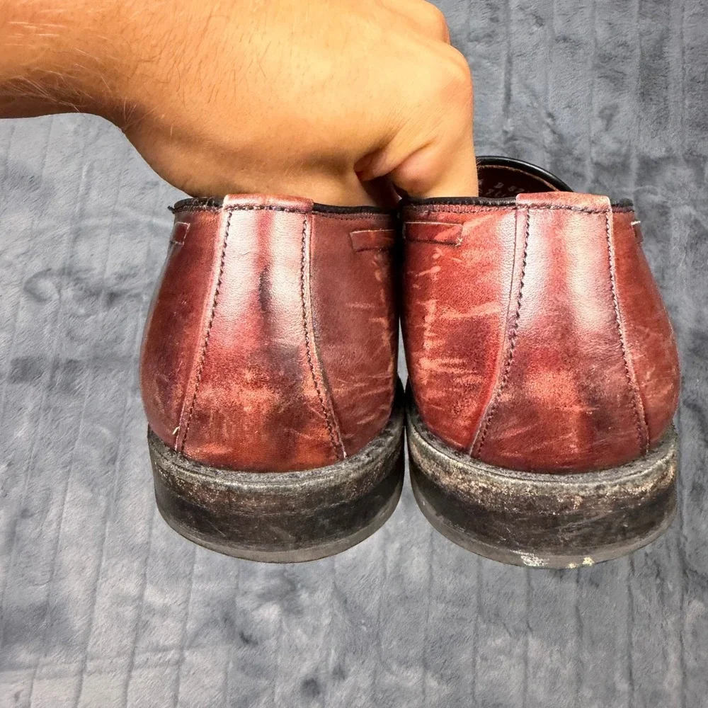 Allen Edmonds Grayson Tassel Loafers Mens 10.5 D Burgundy Leather Dress Shoes